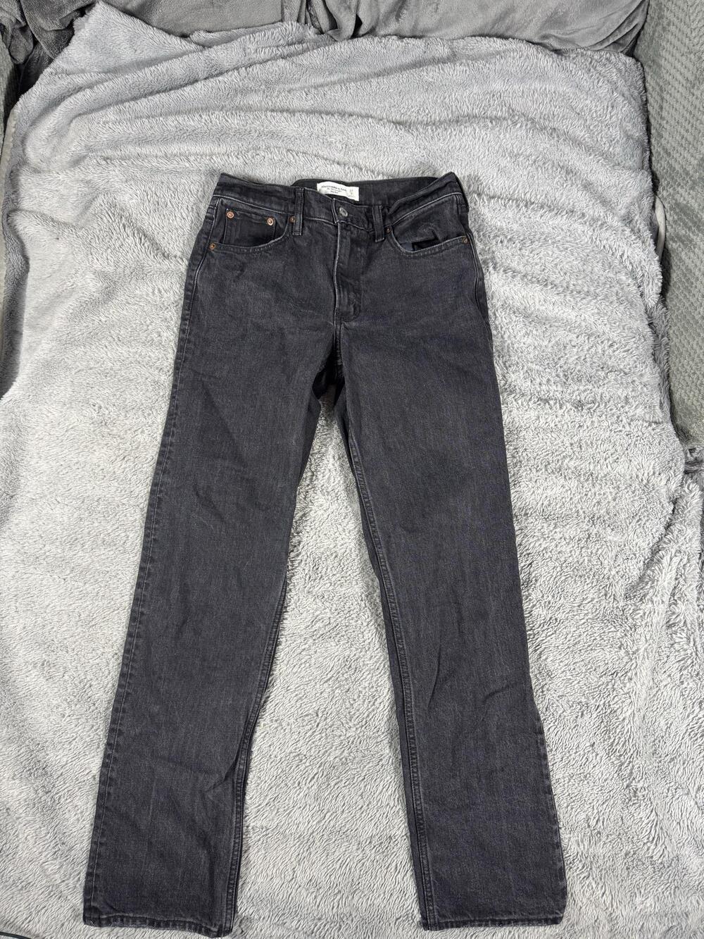 Abercrombie & Fitch Jeans Womens 4 Gray Charcoal Wash 90s Straight Mid Rise